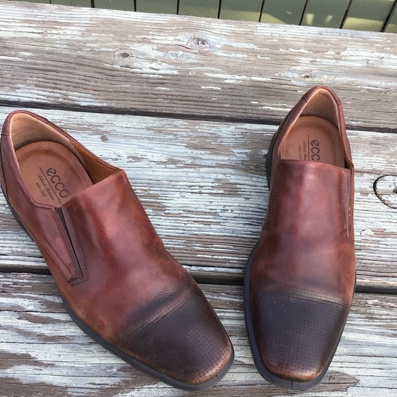 Ecco Men's Brown Leather Slip-On Loafers Size 44 - Picture 2 of 11